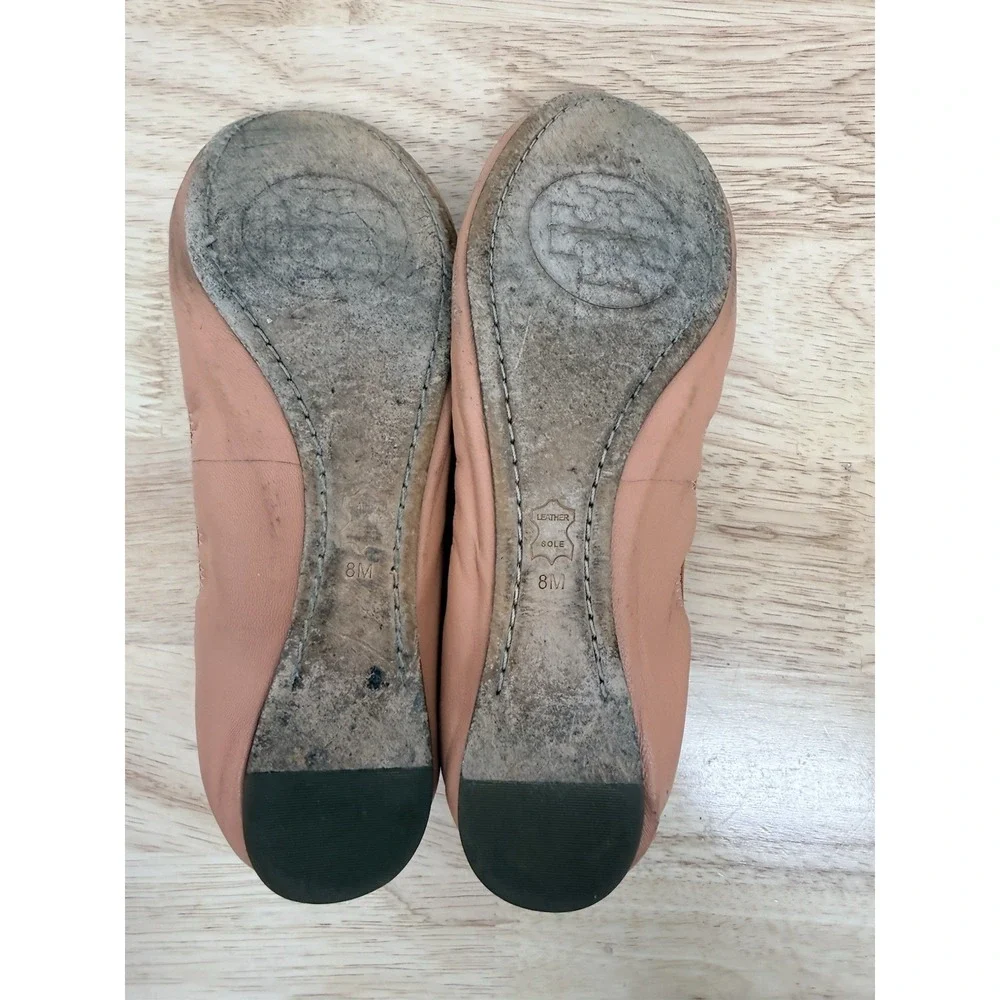 Tory Burch Women's Pale Pink Caroline Ballet Flat Shoes 8 M Logo Designer #9 - Picture 10 of 15
